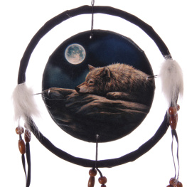 Lapač snů - vlk a měsíc, 16 cm